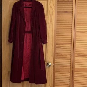 Count Romi Size 10 Vintage Velvet Duster Dress Trench Coat in Dark Magenta Pink